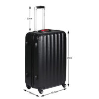 Valiză rigidă XL cu roți rotative la 360°, capacitate 90L, ABS negru