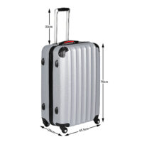 Valiză rigidă XL cu roți rotative la 360°, capacitate 90L, ABS argintiu