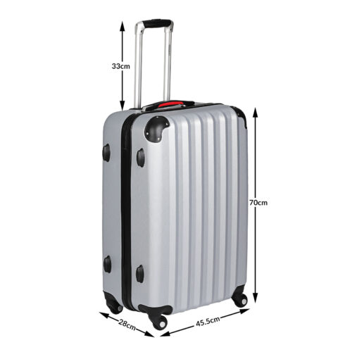 Valiză rigidă XL cu roți rotative la 360°, capacitate 90L, ABS argintiu