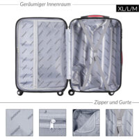 Valiză rigidă XL cu roți rotative la 360°, capacitate 90L, ABS argintiu