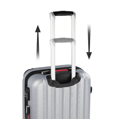 Valiză rigidă XL cu roți rotative la 360°, capacitate 90L, ABS argintiu
