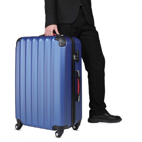 Valiză rigidă XL cu roți rotative la 360°, capacitate 90L, ABS albastru