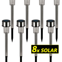 Lampă solară LED, set 8 piese, oțel inoxidabil, 36,5 cm