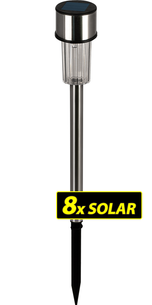 Lampă solară LED, set 8 piese, oțel inoxidabil, 36,5 cm