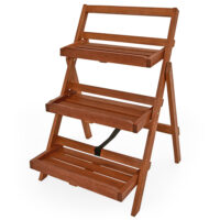 Suport pentru plante 79x56x59cm, 3 trepte, din lemn de salcâm, certificat FSC®
