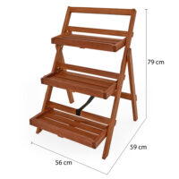 Suport pentru plante 79x56x59cm, 3 trepte, din lemn de salcâm, certificat FSC®