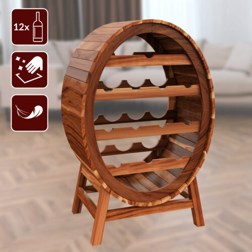 Suport de vin pentru 12 sticle, design tip butoaie de vin