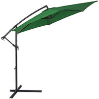 Umbrelă de soare cantilever verde Ø330cm aluminiu UV 50+ și bază transversală