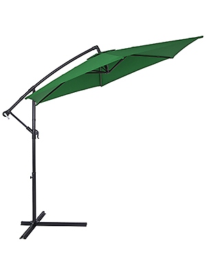 Umbrelă de soare cantilever verde Ø330cm aluminiu UV 50+ și bază transversală