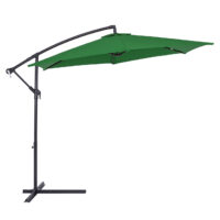 Umbrelă de soare cantilever verde Ø330cm aluminiu UV 50+ și bază transversală
