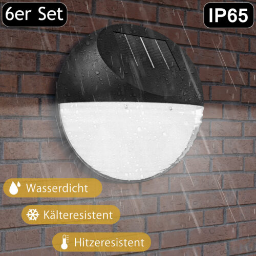 Set de 6 aplice solare LED de perete Ø11cm