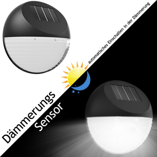 Set de 6 aplice solare LED de perete Ø11cm