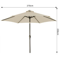 Umbrelă solară LED Miami bej aluminiu Ø270cm protecție UV 80+