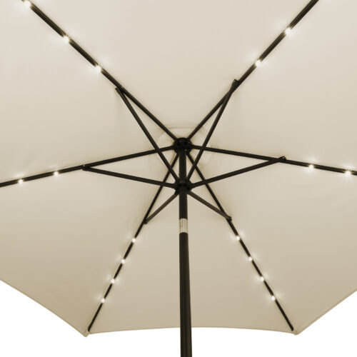 Umbrelă solară LED Miami bej aluminiu Ø270cm protecție UV 80+