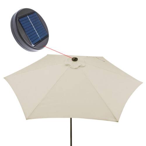 Umbrelă solară LED Miami bej aluminiu Ø270cm protecție UV 80+