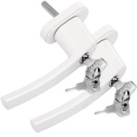 Mâner de fereastră, set de 2, alb, cu încuietoare
