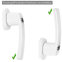 Mâner de fereastră, set de 2, alb, cu încuietoare