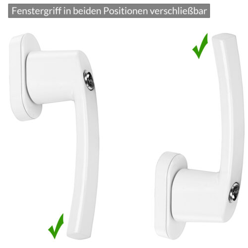 Mâner de fereastră, set de 2, alb, cu încuietoare