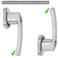 Set de 2 mânere pentru fereastră, argintii, cu încuietoare