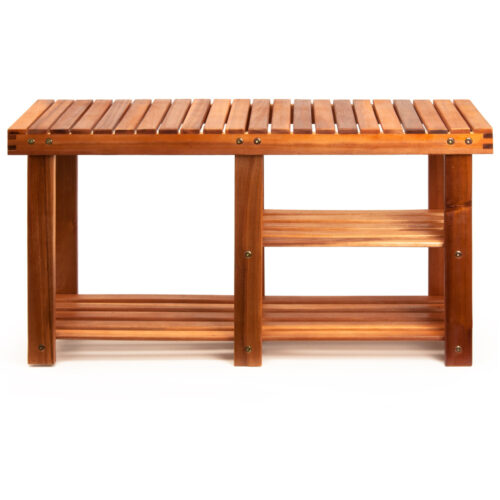 Suport pantofi 2 în 1, lemn de salcâm maro, 87x30x45cm