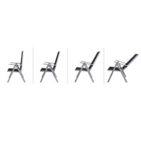 Scaun de grădină pliabil Bern cu spătar înalt, set de 2, aluminiu argintiu, reglabil