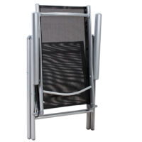 Scaun de grădină pliabil Bern cu spătar înalt, set de 2, aluminiu argintiu, reglabil