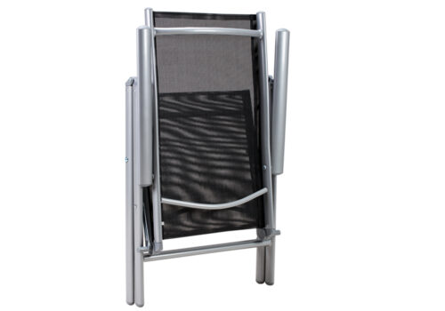 Scaun de grădină pliabil Bern cu spătar înalt, set de 2, aluminiu argintiu, reglabil