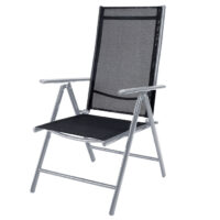 Scaun de grădină pliabil Bern cu spătar înalt, set de 2, aluminiu argintiu, reglabil