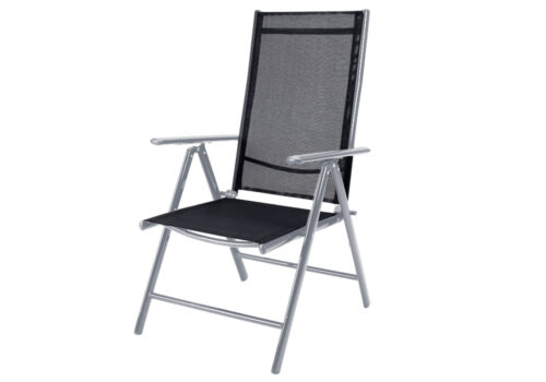 Scaun de grădină pliabil Bern cu spătar înalt, set de 2, aluminiu argintiu, reglabil