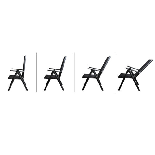 Scaun de grădină pliabil cu spătar înalt Bern, set de 2, aluminiu antracit, reglabil