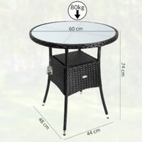 Masă rotundă neagră din poliratan Ø60cm