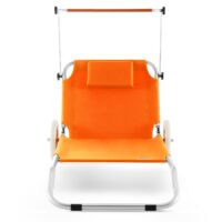 Șezlong de grădină Crete Orange din aluminiu cu roți