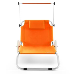 Șezlong de grădină Crete Orange din aluminiu cu roți
