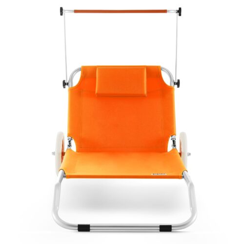 Șezlong de grădină Crete Orange din aluminiu cu roți