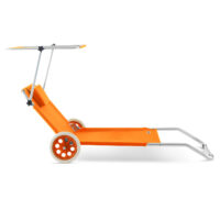 Șezlong de grădină Crete Orange din aluminiu cu roți