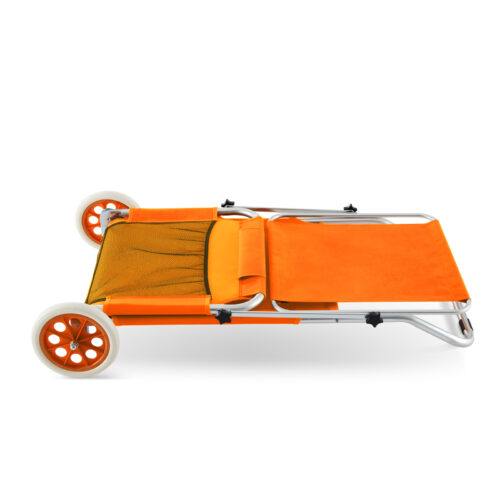 Șezlong de grădină Crete Orange din aluminiu cu roți