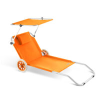 Șezlong de grădină Crete Orange din aluminiu cu roți