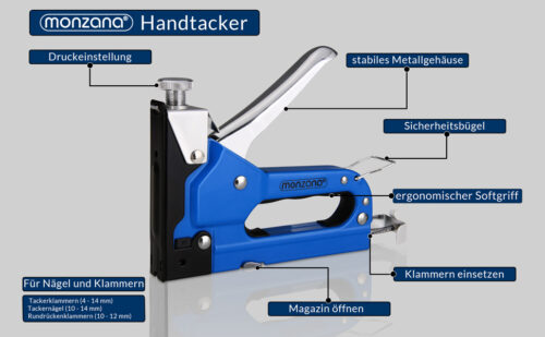 Capsator manual 2 în 1, inclusiv 1000 de capse + 500 de cuie