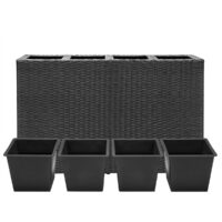 Ghiveci de flori din poliratan negru 95x27x60cm