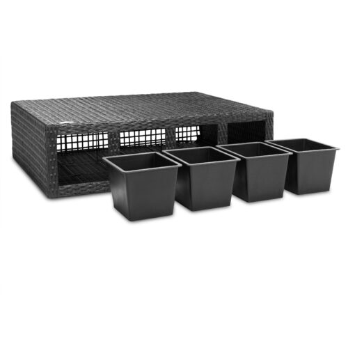 Ghiveci de flori din poliratan negru 95x27x60cm