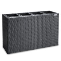 Ghiveci de flori din poliratan negru 95x27x60cm
