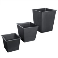 Set 3 ghivece de flori din poliratan, negru