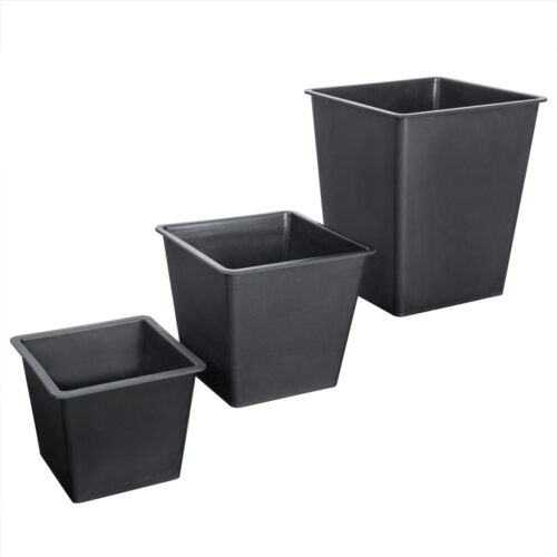 Set 3 ghivece de flori din poliratan, negru