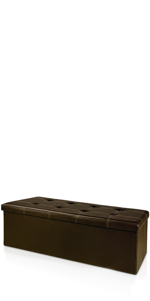Taburet din piele ecologică maro, 38x38x38cm, pliabil