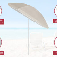 Umbrelă de soare bej Cyprus 180 cm, protecție UV 50+, funcție de înclinare