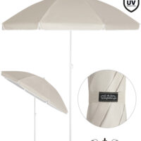 Umbrelă de soare bej Cyprus 180 cm, protecție UV 50+, funcție de înclinare