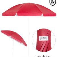 Umbrelă de soare roșie Cyprus 180 cm, protecție UV 50+, funcție de înclinare
