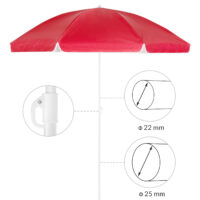 Umbrelă de soare Crete Red 200cm, protecție UV 50+, funcție de înclinare