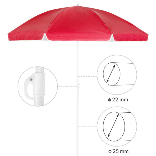 Umbrelă de soare Crete Red 200cm, protecție UV 50+, funcție de înclinare