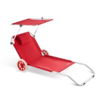 Șezlong de grădină Crete din aluminiu roșu cu roți